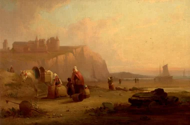 Escena en la costa de Normandía, Francia